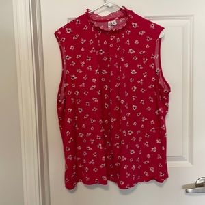 Pink sleeveless blouse